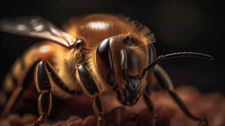 Macro shot of a bee, Apis mellifera. Generative AIの素材