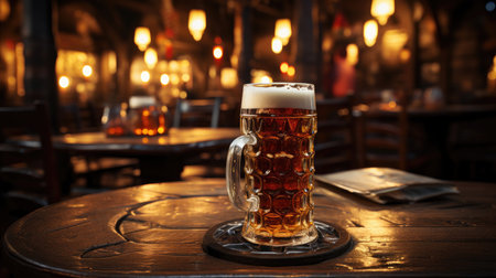 Glasses with different sorts of craft beer on wooden barの素材