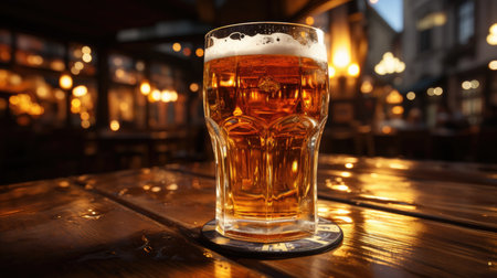 Glasses with different sorts of craft beer on wooden barの素材