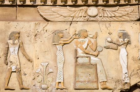 Symbols of ancient Egypt carved in stoneの写真素材