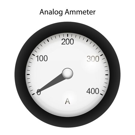 Vector illustration of analog ammeter or ampere meter - measuring instrument used to measure the current in a circuit.のイラスト素材
