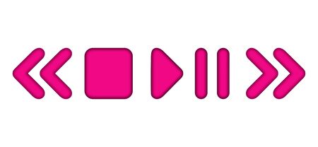 Vector pause play media player pink rounded icons / buttons with inner shadowのイラスト素材