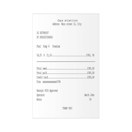 Vector illustration of a printed gas station receiptのイラスト素材