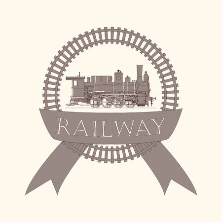 Vintage label / logo with retro locomotive trainのイラスト素材