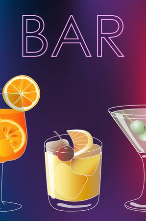Cocktail party vector invitation poster or banner with colorful drinksのイラスト素材