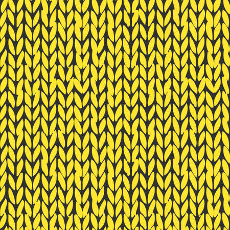 Vector  seamless handmade knitted pattern of trendy 2021 yellow colorのイラスト素材