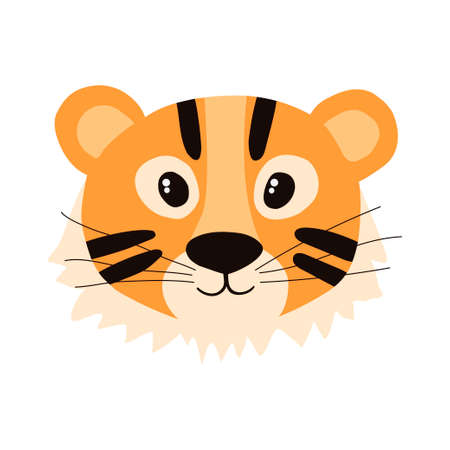 Vector hand drawn portrait of a cartoon tiger headのイラスト素材