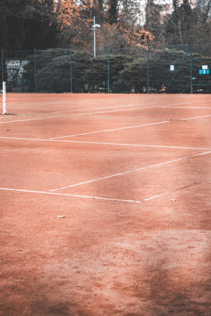 Empty clay tennis court linesの写真素材