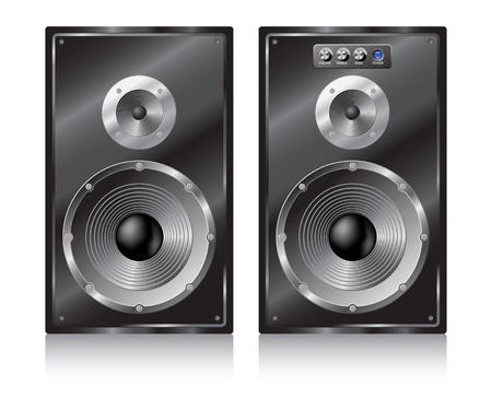 Pair black speaker on white background.のイラスト素材