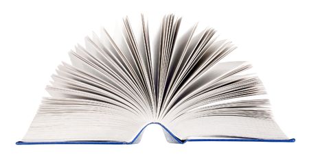 Opening book on white background (isolated).