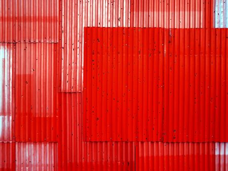 Texture background of red corrugated fence.の写真素材