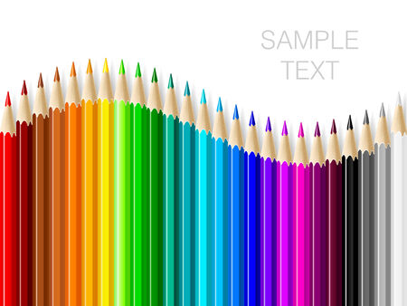 Varicolored color pencils set on white background with space for text.のイラスト素材
