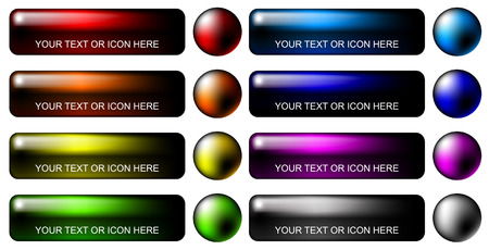 Variegated blank colorful buttons set on white background.のイラスト素材