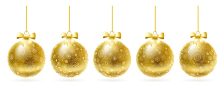 Golden realistic Christmas balls set.のイラスト素材