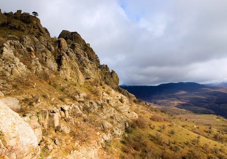 Ukrainian landscape with rocks and sky.の写真素材