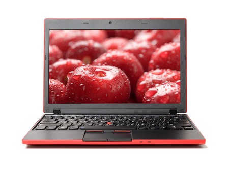 Laptop with screen isolated on white background.