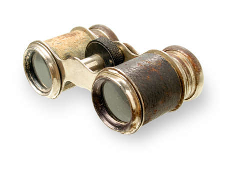 Old binocular isolated on white background.の写真素材