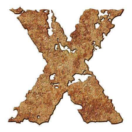 Rusty letters with torn edge isolated on white background (series).の写真素材