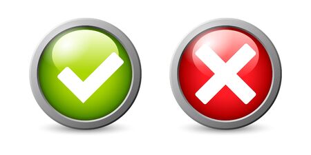 "Yes", "No" vector icon set isolated on white background.のイラスト素材