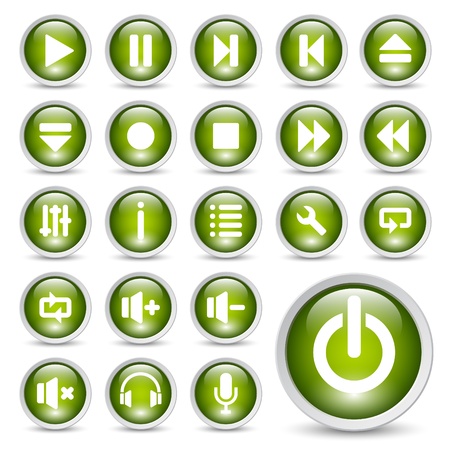 Classic media player buttons icon set.のイラスト素材