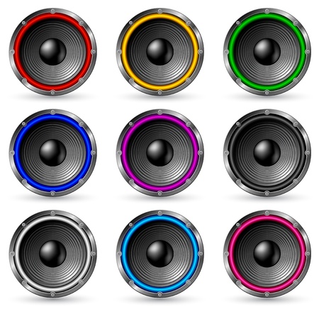 Colorful speakers set isolated on white background.のイラスト素材