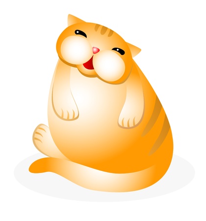 Amusing cat sitting isolated on white background.のイラスト素材