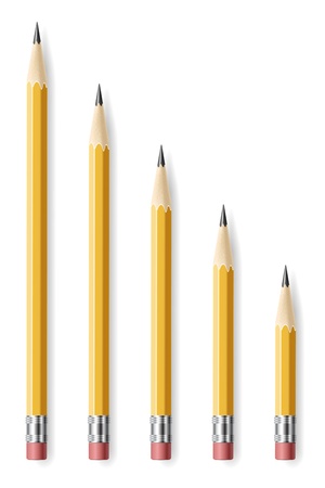 Lead pencils various length on white background. Lead pencils various length on white background.