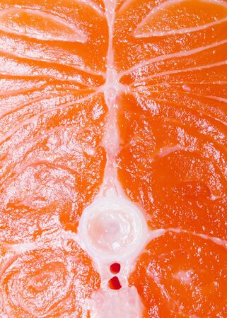 Salmon steak texture closeup background.の写真素材