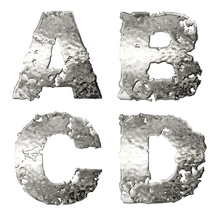 Metallic alphabet isolated on white background.の写真素材