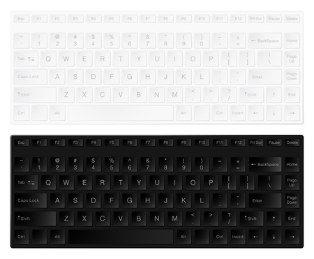 White and black keyboards isolated on white background.のイラスト素材