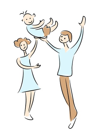 Family - drawing on white background.のイラスト素材