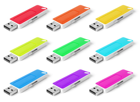 Flash drives set with shade isolated on white background.