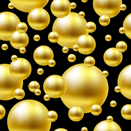 Seamless gold balls on black background.のイラスト素材