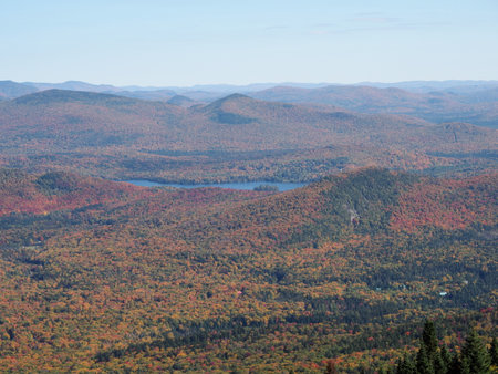 Mountain landscape with lake in autumn.の写真素材
