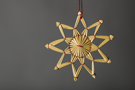 Traditional christmas ornament made of strawの写真素材