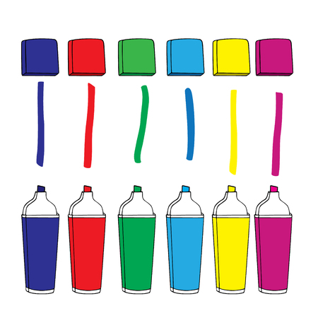 Set of different colours markers Hand drawnのイラスト素材