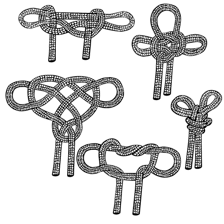 Set of sailing knots hand drawn.のイラスト素材