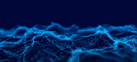Futuristic background of points and lines with a dynamic wave. Big data. Abstract background 3d . 4kの写真素材
