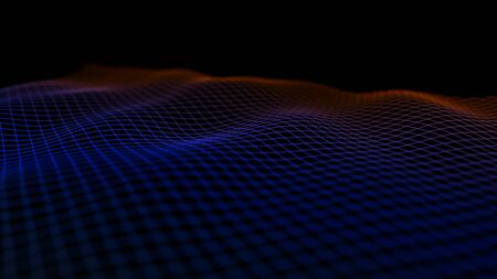 Wave of dots and weave lines. Abstract background. Network connection structure. 3D