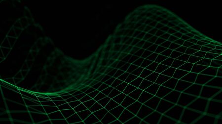 Wave of interlacing points and lines. Abstract background. Technological style for science, big...