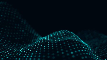 Wave of interlacing points and lines. Abstract background. Technological style for science, big...