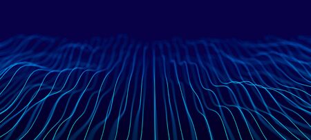 Wave of dots and weave lines. Abstract background. Network connection structure. 3Dの写真素材
