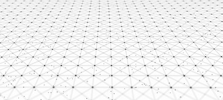 Futuristic abstract mesh. Wave with the connection of dots and lines. 3D
