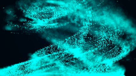 A whirlwind of luminous particles. Blast futuristic wave. Digital background. 3D