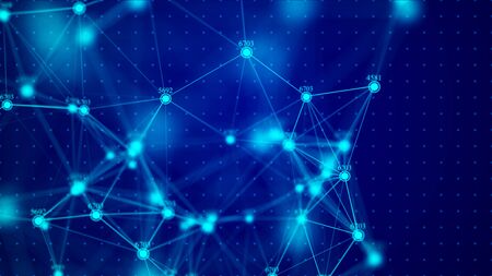 Big data on the Internet network. Hacked code values. Information cells. 3D