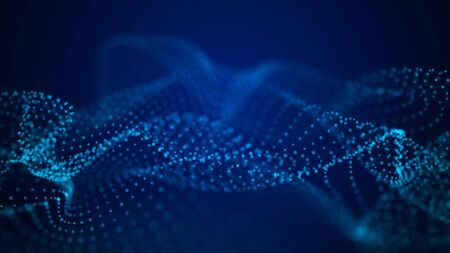 Futuristic  of points and lines with a dynamic wave.
