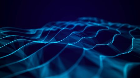 Abstract Space filled with polygons and dots.の写真素材