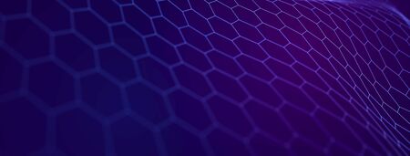 Futuristic abstract mesh. Wave with the connection of dots and lines. 3Dの写真素材