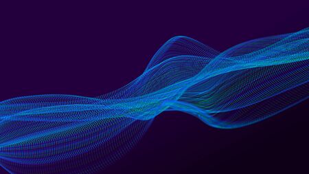 Abstract wave of sound particles. Equalizer for music. Signal transmission. 3D