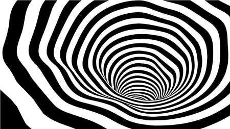 Black and white abstract wormhole. Optical illusion. Vector illustration. 3D tunnel.のイラスト素材